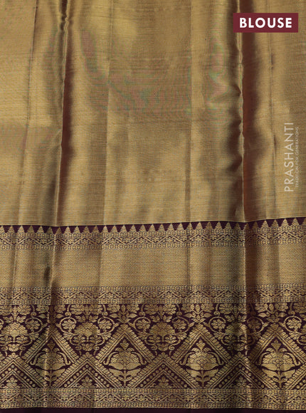 Gold & Wine Pure Kanchipuram Tissue Silk Saree