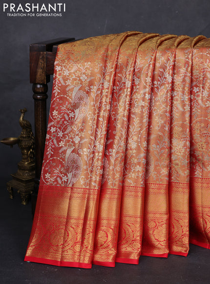 Gold & Red Pure Kanchipuram Tissue Silk Saree