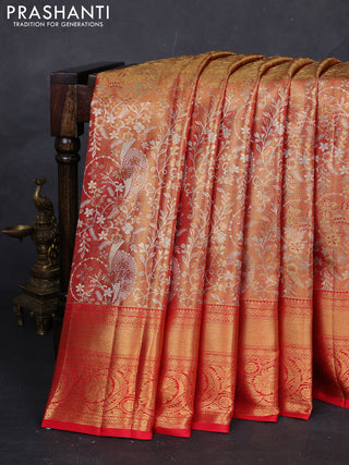 Gold & Red Pure Kanchipuram Tissue Silk Saree