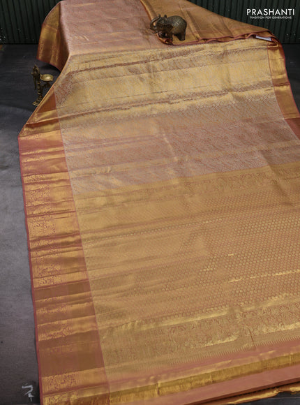 Pastel Peach &  Pure Kanchipuram Tissue Silk Saree