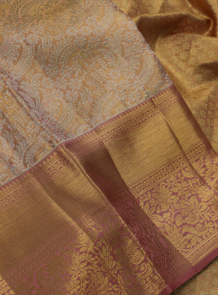 Pastel Peach &  Pure Kanchipuram Tissue Silk Saree