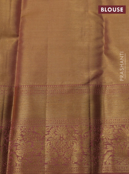 Pastel Peach &  Pure Kanchipuram Tissue Silk Saree