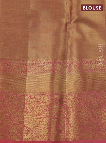 Gold & Peach Pure Kanchipuram Tissue Silk Saree