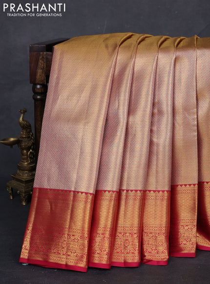 Gold & Pink Pure Kanchipuram Tissue Silk Saree
