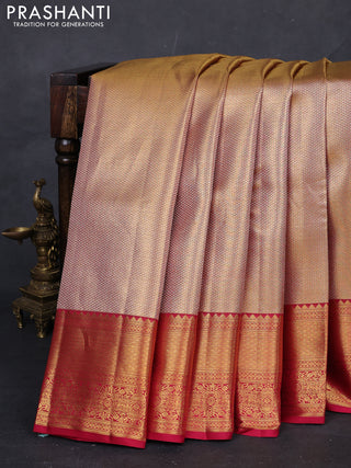 Gold & Pink Pure Kanchipuram Tissue Silk Saree