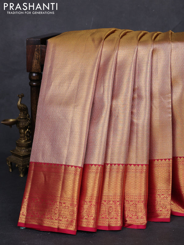 Gold & Pink Pure Kanchipuram Tissue Silk Saree