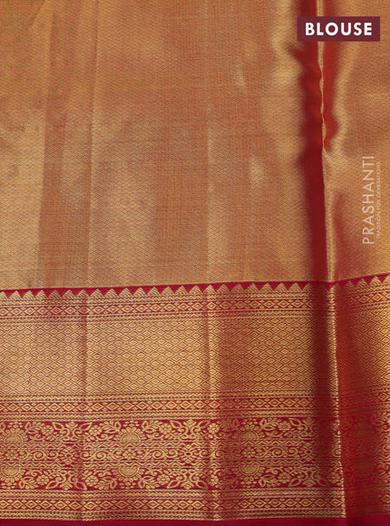 Gold & Pink Pure Kanchipuram Tissue Silk Saree