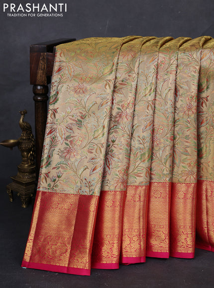 Gold & Pink Pure Kanchipuram Tissue Silk Saree