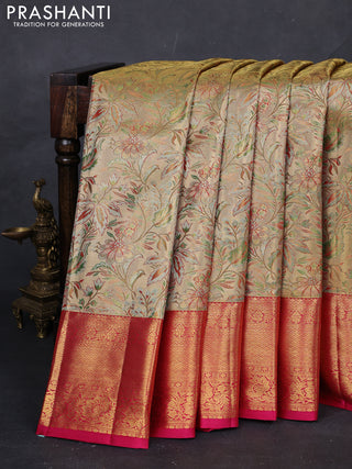 Gold & Pink Pure Kanchipuram Tissue Silk Saree