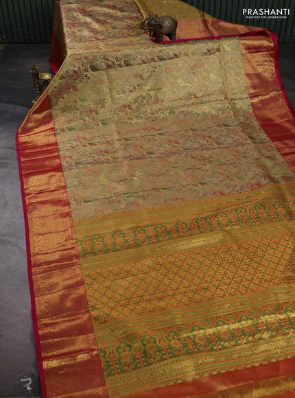 Gold & Pink Pure Kanchipuram Tissue Silk Saree
