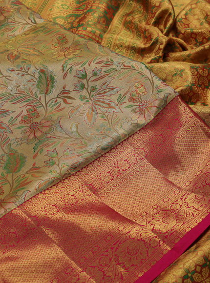 Gold & Pink Pure Kanchipuram Tissue Silk Saree