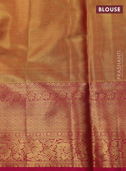 Gold & Pink Pure Kanchipuram Tissue Silk Saree