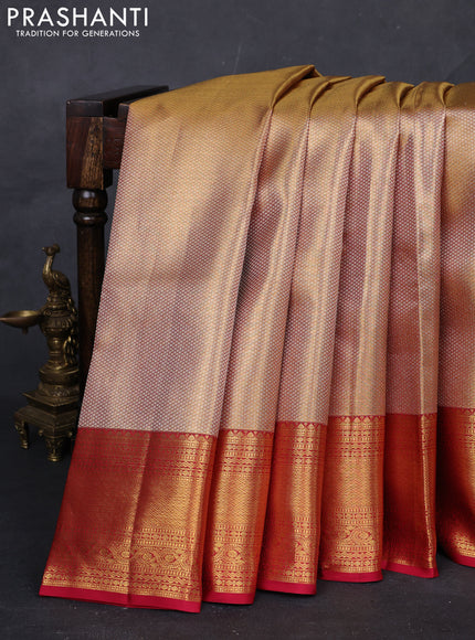 Gold & Red Pure Kanchipuram Tissue Silk Saree