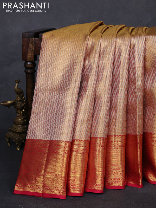 Gold & Red Pure Kanchipuram Tissue Silk Saree