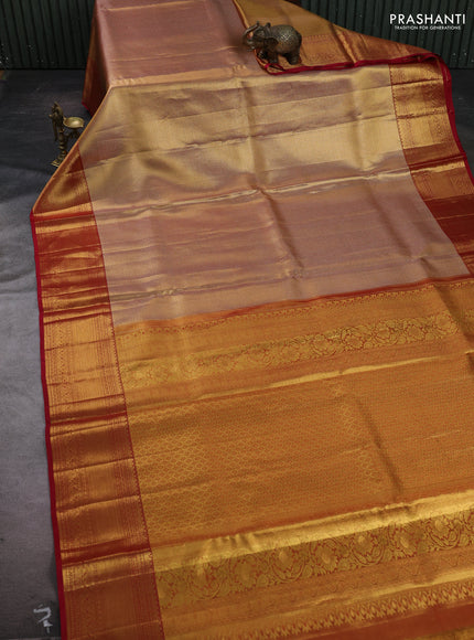 Gold & Red Pure Kanchipuram Tissue Silk Saree