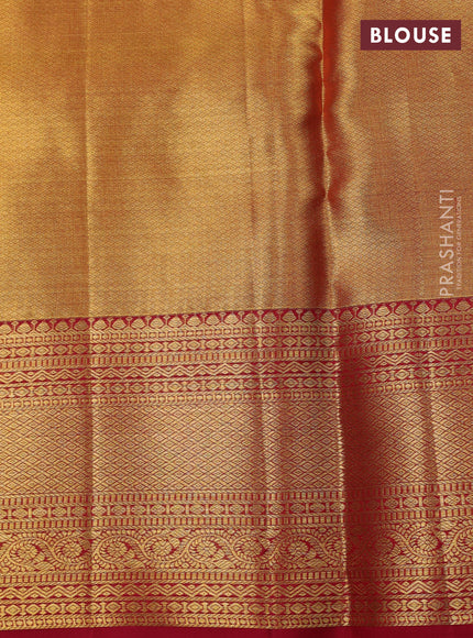 Gold & Red Pure Kanchipuram Tissue Silk Saree