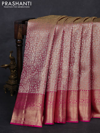 Pastel Pink & Pink Pure Kanchipuram Tissue Silk Saree