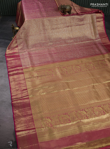 Pastel Pink & Pink Pure Kanchipuram Tissue Silk Saree