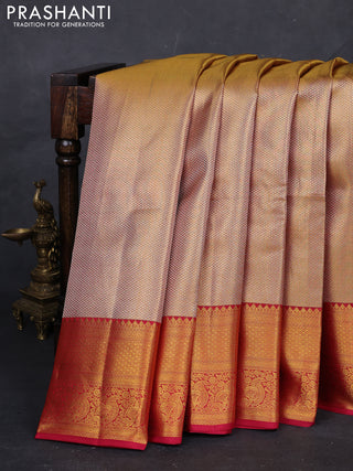 Gold & Pink Pure Kanchipuram Tissue Silk Saree
