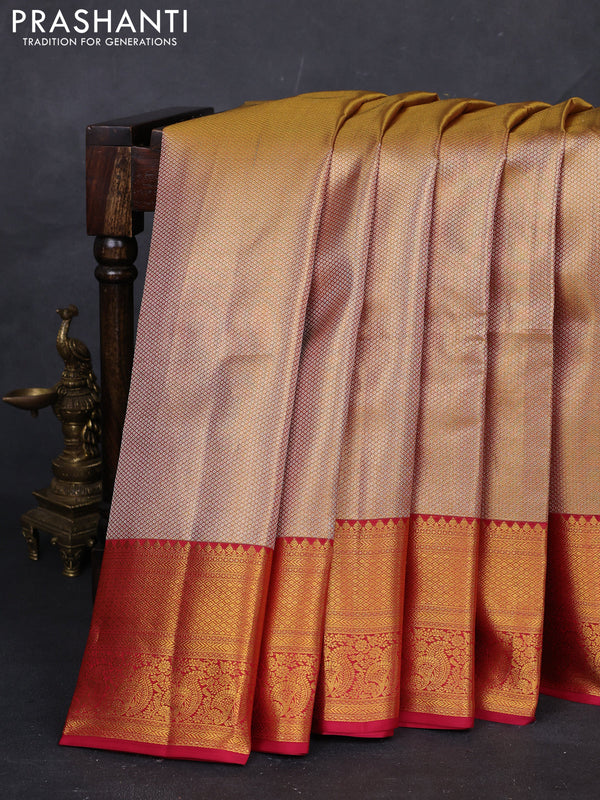 Gold & Pink Pure Kanchipuram Tissue Silk Saree