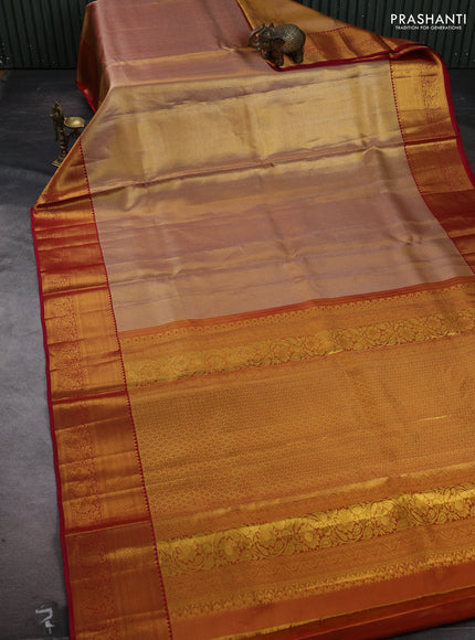 Gold & Pink Pure Kanchipuram Tissue Silk Saree
