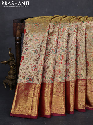 Gold & Maroon Pure Kanchipuram Tissue Silk Saree