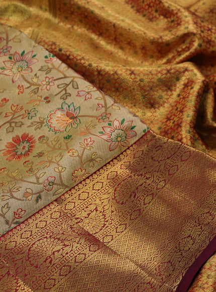 Gold & Maroon Pure Kanchipuram Tissue Silk Saree