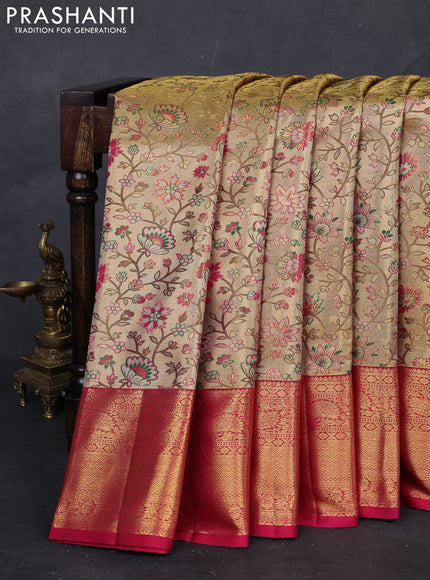 Gold & Pink Pure Kanchipuram Tissue Silk Saree