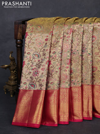 Gold & Pink Pure Kanchipuram Tissue Silk Saree