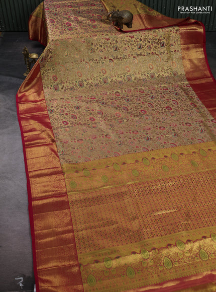 Gold & Pink Pure Kanchipuram Tissue Silk Saree