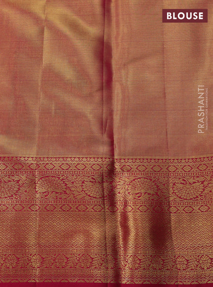 Gold & Pink Pure Kanchipuram Tissue Silk Saree