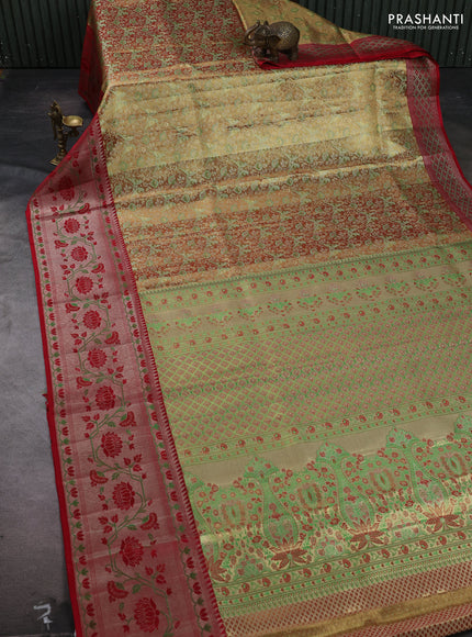 Gold & Red Pure Kanchipuram Tissue Silk Saree