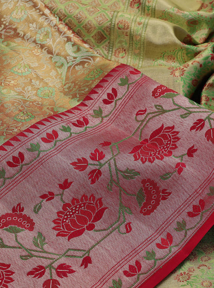 Gold & Red Pure Kanchipuram Tissue Silk Saree