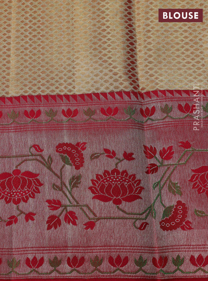 Gold & Red Pure Kanchipuram Tissue Silk Saree