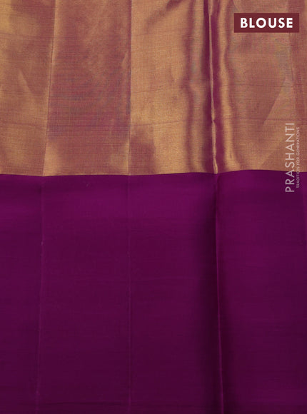 Peach & Purple Pure Kanchipuram Tissue Silk Saree