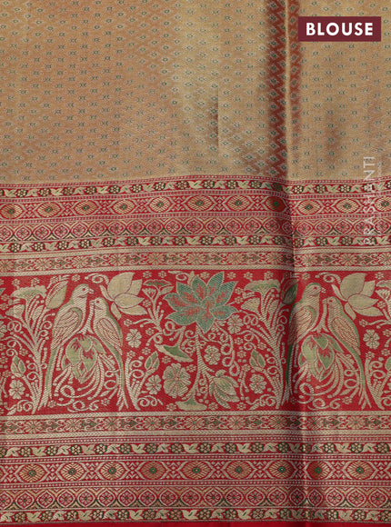 Green & Red Pure Kanchipuram Tissue Silk Saree