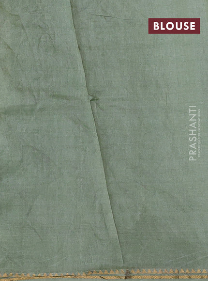 Pista Green Pure Tussar Silk - Embroidery