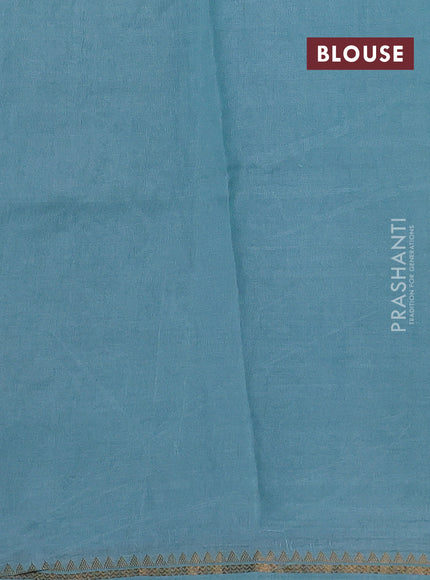 Light Blue Pure Tussar Silk - Embroidery