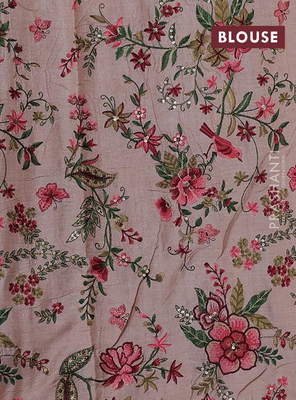 Beige Pure Tussar Silk - Embroidery