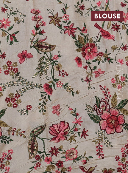 Cream Pure Tussar Silk - Embroidery