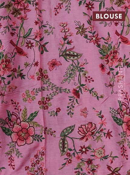 Light Pink Pure Tussar Silk - Embroidery