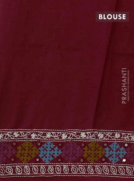 Maroon Pure Tussar Silk - Embroidery