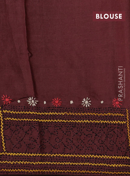 Brown Pure Tussar Silk - Embroidery