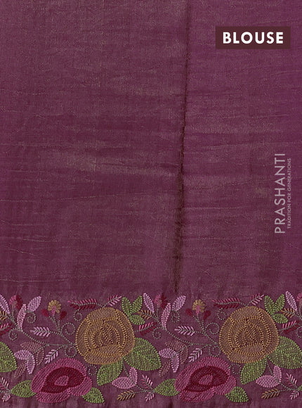 Magenta Pink Pure Tussar Silk - Embroidery