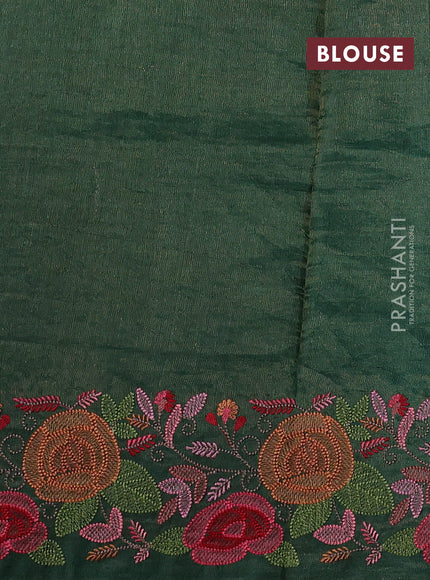 Green Pure Tussar Silk - Embroidery
