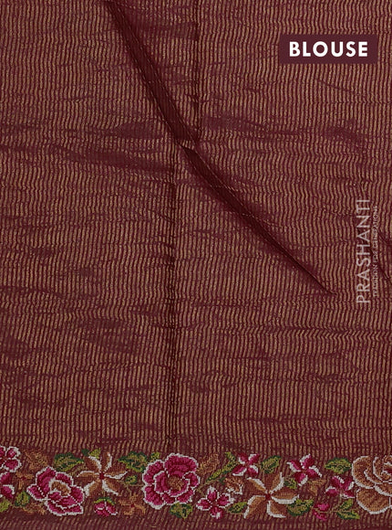 Maroon Pure Tussar Silk - Embroidery