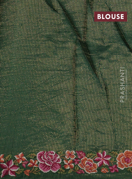 Green Pure Tussar Silk - Embroidery