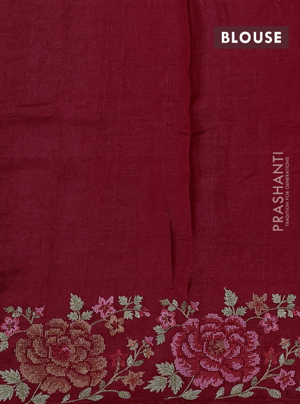 Maroon Pure Tussar Silk - Embroidery