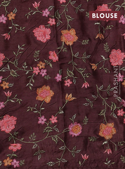 Brown Pure Tussar Silk - Embroidery