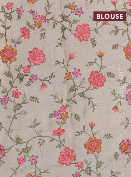 Cream Pure Tussar Silk - Embroidery